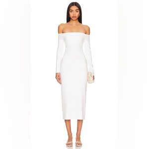New ENZA COSTA Off-shoulder Ankle Dress In White